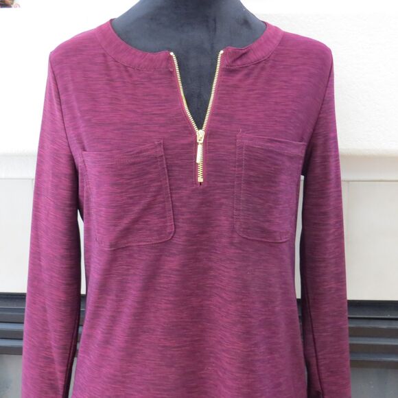 Jones Studio Burgundy Zip front top  XS - Picture 1 of 8